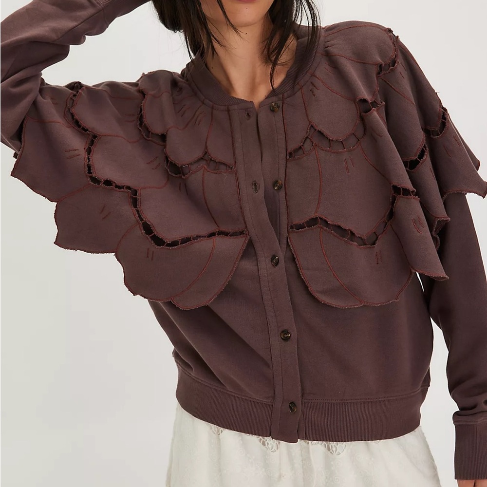 Free People Fluttercape Sweatshirt double espresso